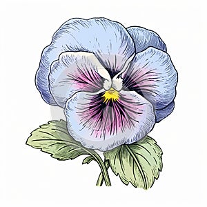 Blue Pansy Flower Vector Illustration In Colorized Style