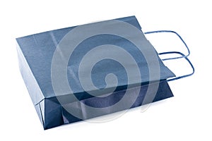 A blue paper bag