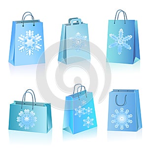 Blue paper bags