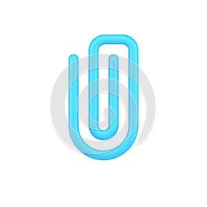 Blue paper clip 3d icon. Tool for paper and documents