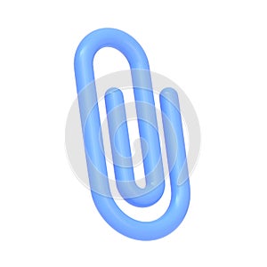 Blue paper clip isolated on white background