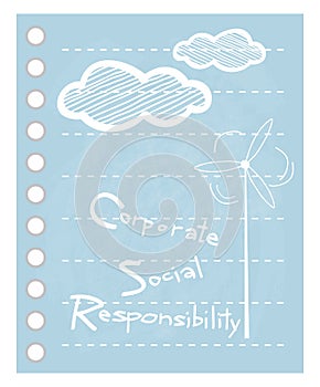 Blue Paper with Corporate Social Responsibility Concepts