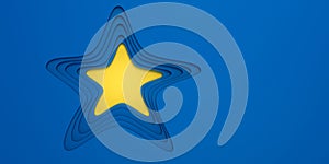 Blue paper cut in layered star shape with yellow hole and space for text