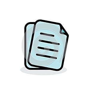 Blue paper document icon isolated flat style