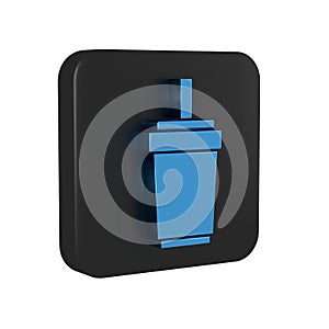 Blue Paper glass with drinking straw and water icon isolated on transparent background. Soda drink glass. Fresh cold