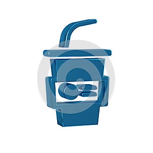 Blue Paper glass with drinking straw and water icon isolated on transparent background. Soda drink glass. Fresh cold