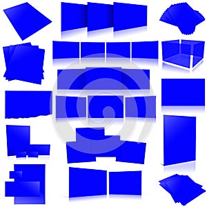 Blue paper letter for layouts and presentation design. 3D rendering