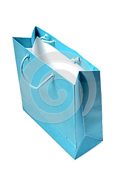 Blue paper shopping bag