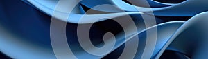 Blue Paper Texture Strict Smooth Curves Super Detail Panoramic Banner. Generative AI