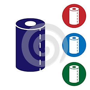 Blue Paper towel roll icon isolated on white background. Set icons in color square buttons. Vector Illustration