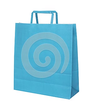 Blue papper shopping bag isolated over white