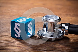 Blue Paragraph Block And Stethoscope
