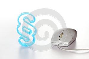 Blue paragraph symbol with computer mouse