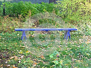 Blue park bench