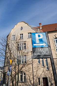 Blue parking sign