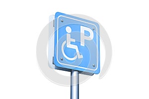 Blue parking sign for the disabled, isolate on a white background.