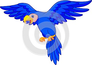 Blue parrot cartoon flying
