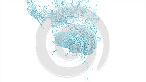 Blue particle powder transform to punch shape