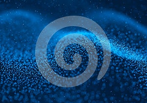 Blue particle wave forming digital abstract landscape
