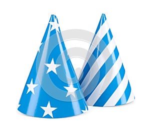 Blue party hat isolated on a white background