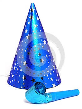 Blue Party Hat and Noisemaker photo