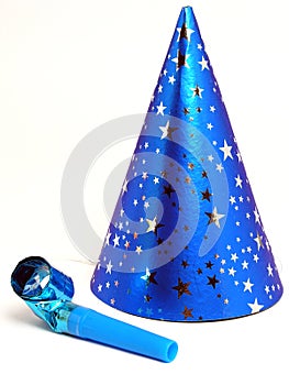 Blue Party Hat and Noisemaker