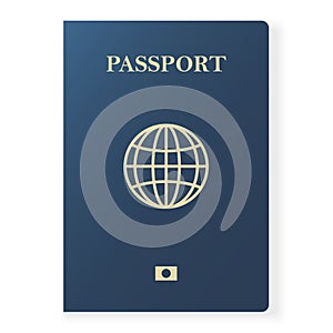Blue passport isolated on white. International identification document for travel. Vector illustration.