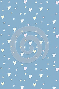 blue pastel background with hearts