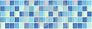 Blue pastel ceramic wall and floor tiles abstract background. Design geometric mosaic texture decoration