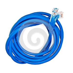 Blue patch cord with RJ45 plugs.