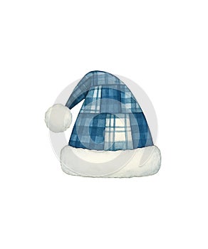 Blue Patchwork Christmas Hat