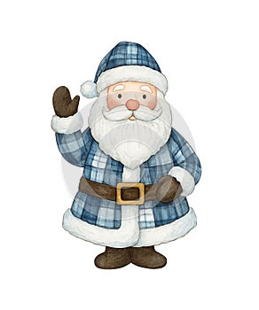 Blue Patchwork Christmas Santa
