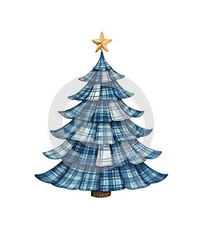 Blue Patchwork Christmas Tree
