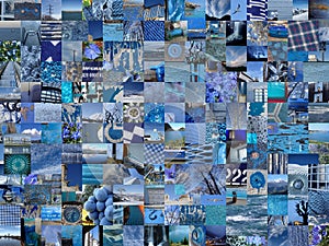 BLUE patchwork photomontage background