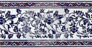 Blue Pattern Flowers Tile