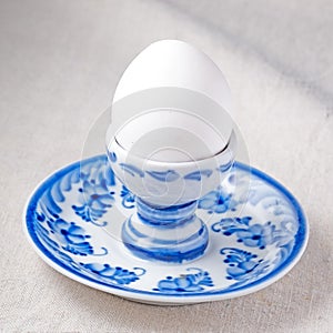 blue pattern plate for boiled egg on breckfast