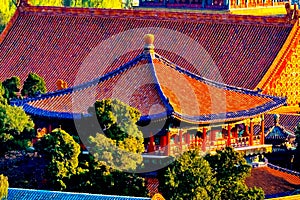 Blue Gold Pavilion Forbidden City Beijing China