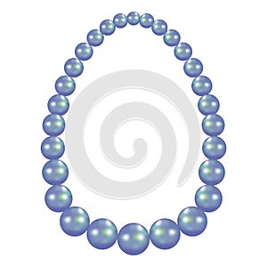 Blue pearl necklace mockup, realistic style