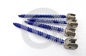Blue Pedicle Screws for Spine Fusion Surgery photo