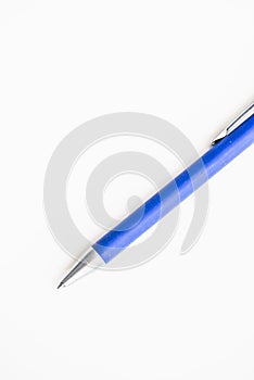 Blue pen on blank white paper