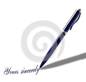 Blue pen with a message