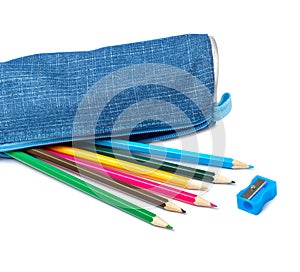 Blue pencil case