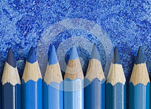 Blue pencil crayons