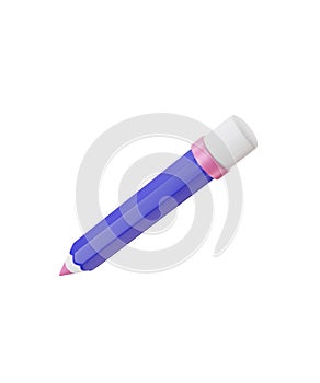 Blue pencil isolated on white3d icon