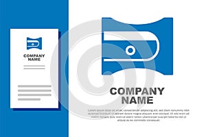 Blue Pencil sharpener icon isolated on white background. Logo design template element. Vector