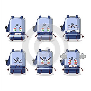 Blue pencil sharpener table cartoon character with various angry expressions