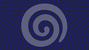 Blue pentagonal star simple flat geometric on dark grey black background loop. Starry radio waves endless creative animation.