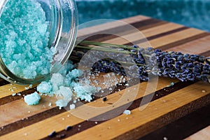 Blue bath salts and lavender