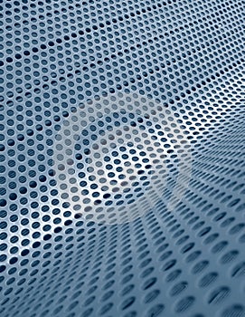 Blue perforated metallic grid