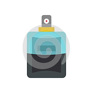 Blue perfume bottle icon, flat style